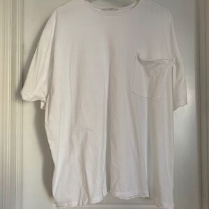 Zenana White Oversized Round Neck Short Sleeve Women Medium 100% Cotton